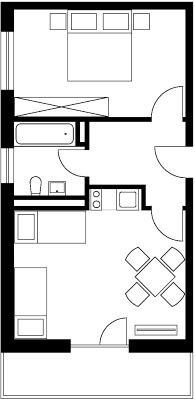 Floor plan of our project apartment type R1, Rieschstr. 8