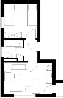 Floor plan of our holiday apartment, type A2