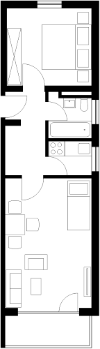 Floor plan of our holiday apartment, type A3